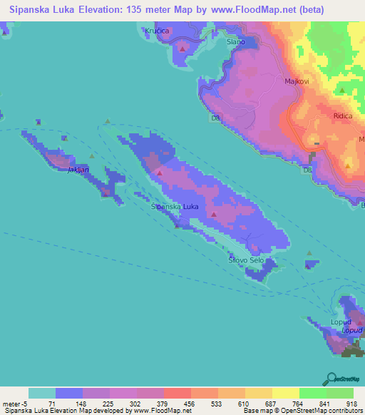 Sipanska Luka,Croatia Elevation Map