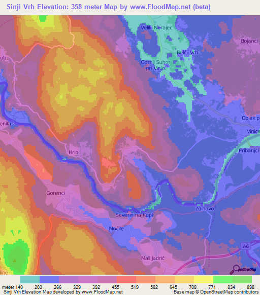 Sinji Vrh,Slovenia Elevation Map