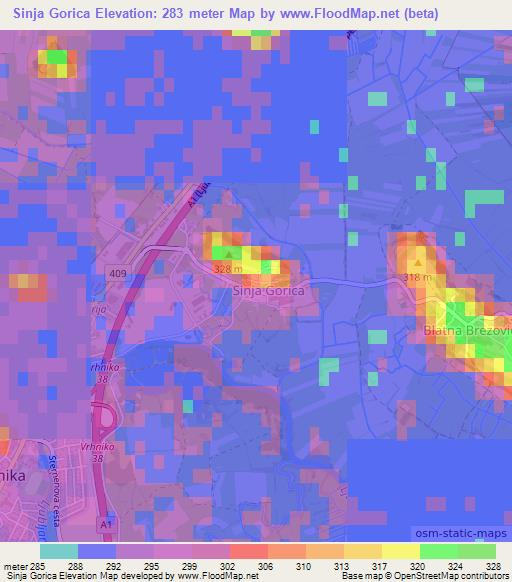 Sinja Gorica,Slovenia Elevation Map