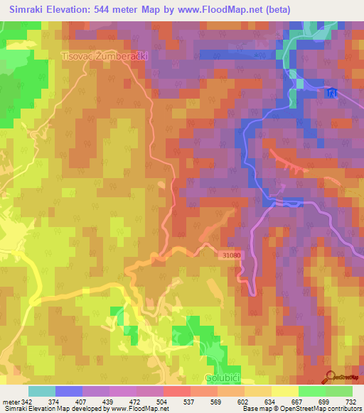 Simraki,Croatia Elevation Map