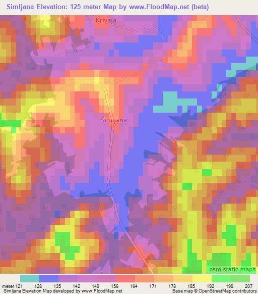 Simljana,Croatia Elevation Map