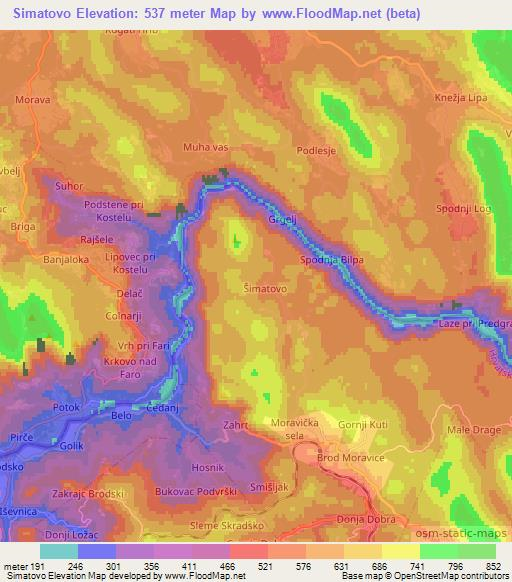 Simatovo,Croatia Elevation Map