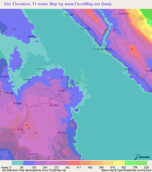 Silo,Croatia Elevation Map