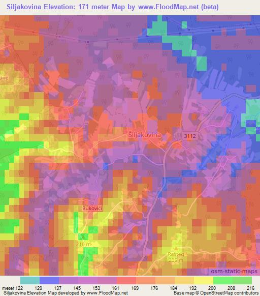 Siljakovina,Croatia Elevation Map