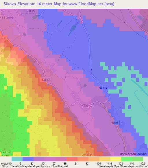 Sikovo,Croatia Elevation Map