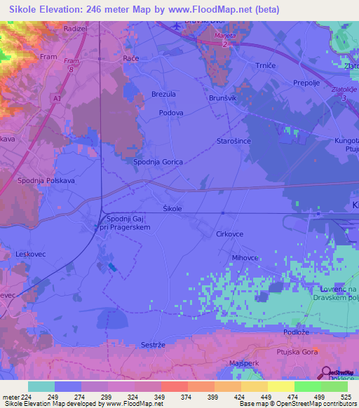 Sikole,Slovenia Elevation Map