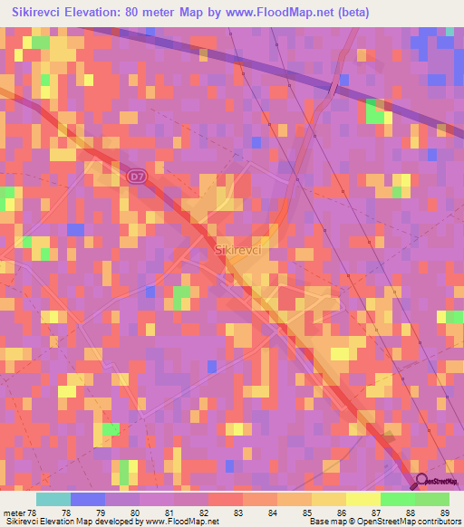 Sikirevci,Croatia Elevation Map