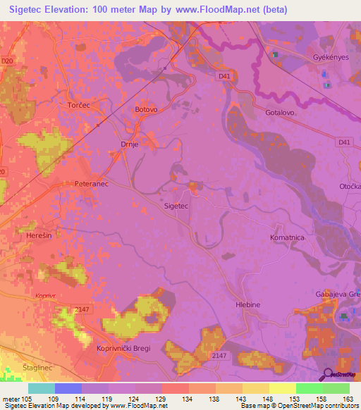 Sigetec,Croatia Elevation Map