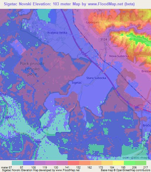 Sigetac Novski,Croatia Elevation Map