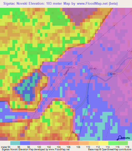 Sigetac Novski,Croatia Elevation Map