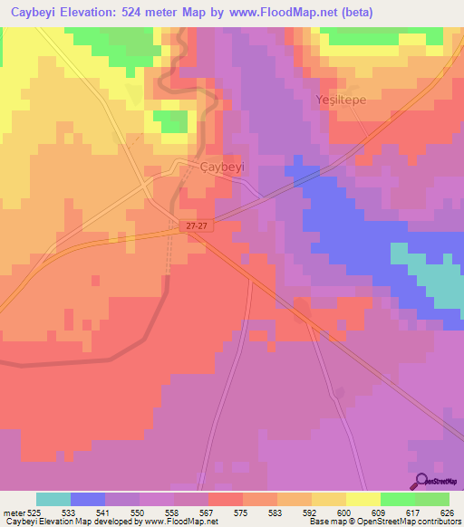 Caybeyi,Turkey Elevation Map