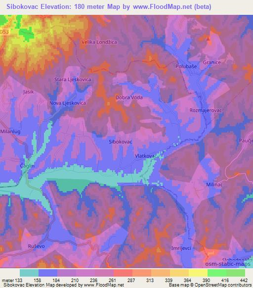 Sibokovac,Croatia Elevation Map