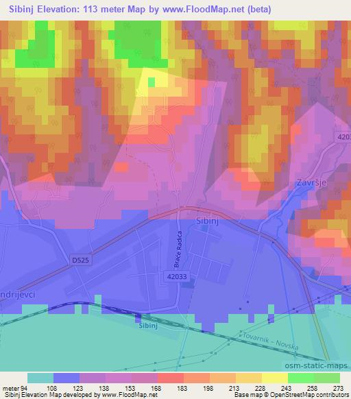 Sibinj,Croatia Elevation Map