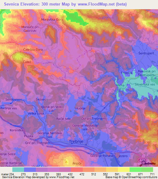 Sevnica,Slovenia Elevation Map