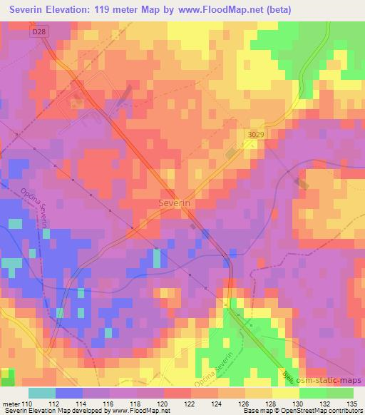 Severin,Croatia Elevation Map