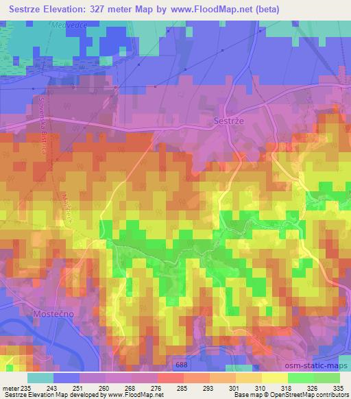 Sestrze,Slovenia Elevation Map