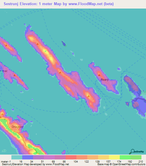 Sestrunj,Croatia Elevation Map