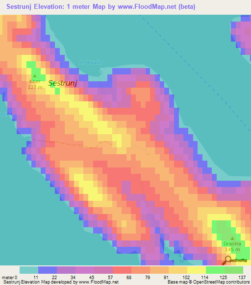 Sestrunj,Croatia Elevation Map