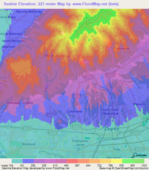 Sestine,Croatia Elevation Map