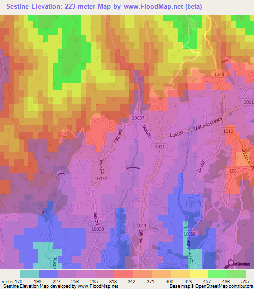 Sestine,Croatia Elevation Map