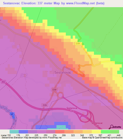 Sestanovac,Croatia Elevation Map