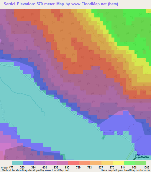 Sertici,Croatia Elevation Map