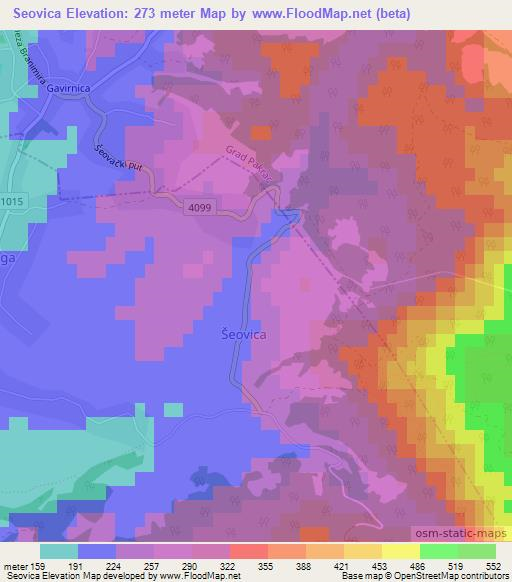 Seovica,Croatia Elevation Map