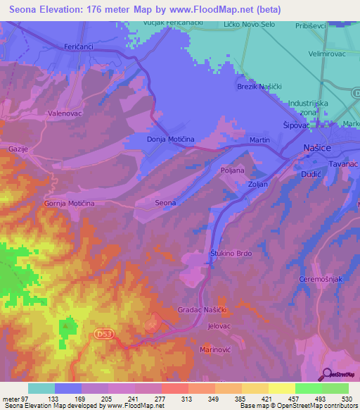 Seona,Croatia Elevation Map