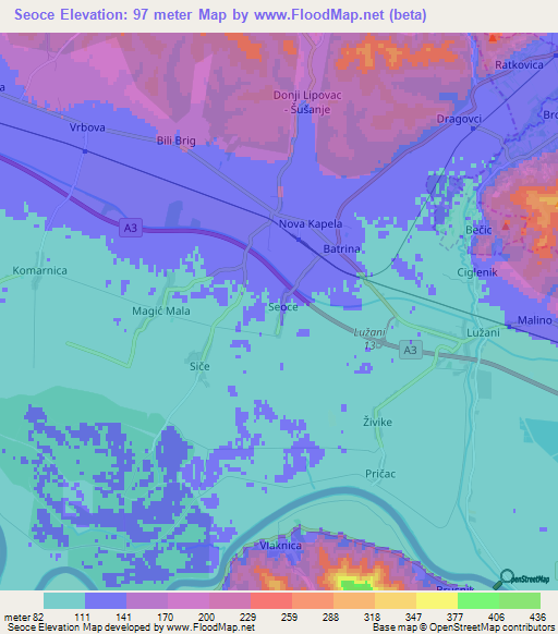 Seoce,Croatia Elevation Map