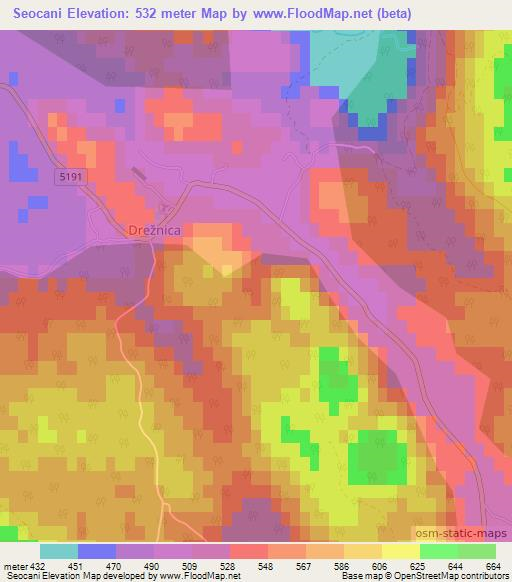 Seocani,Croatia Elevation Map