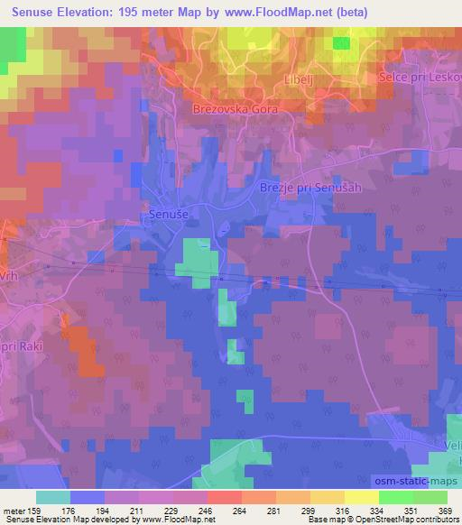 Senuse,Slovenia Elevation Map