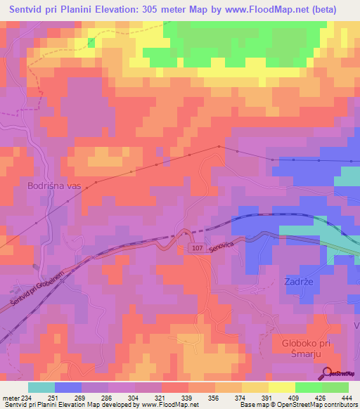 Sentvid pri Planini,Slovenia Elevation Map