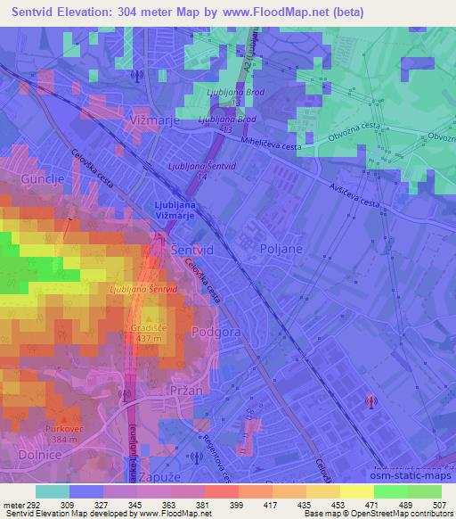 Sentvid,Slovenia Elevation Map