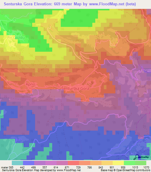 Senturska Gora,Slovenia Elevation Map