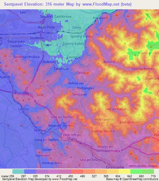 Sentpavel,Slovenia Elevation Map