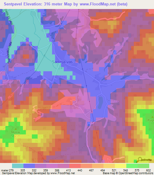 Sentpavel,Slovenia Elevation Map