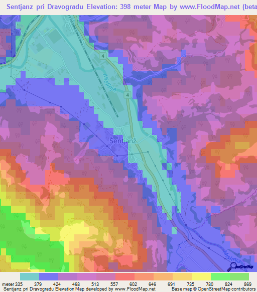 Sentjanz pri Dravogradu,Slovenia Elevation Map