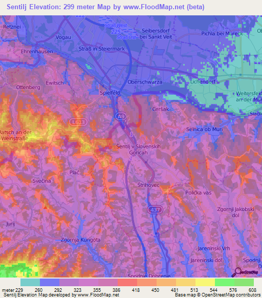 Sentilj,Slovenia Elevation Map