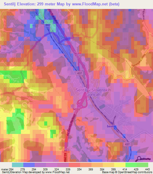 Sentilj,Slovenia Elevation Map