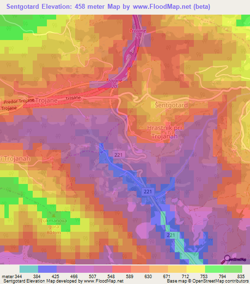 Sentgotard,Slovenia Elevation Map