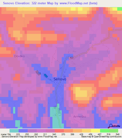 Senovo,Slovenia Elevation Map