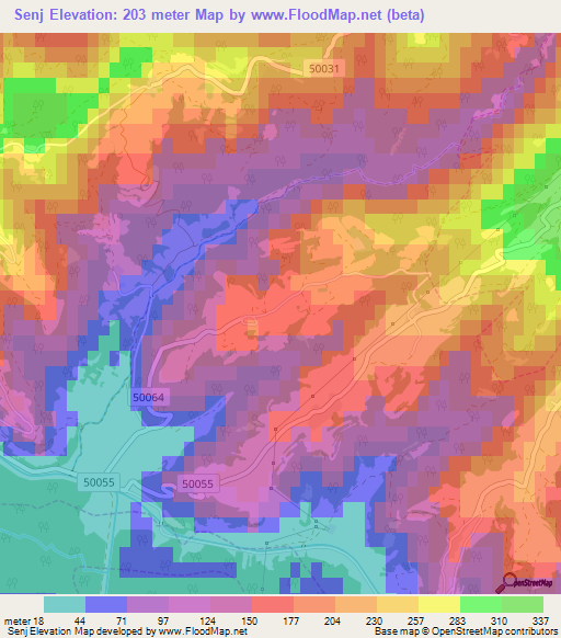 Senj,Croatia Elevation Map