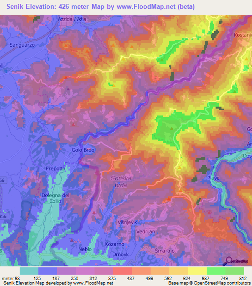 Senik,Slovenia Elevation Map