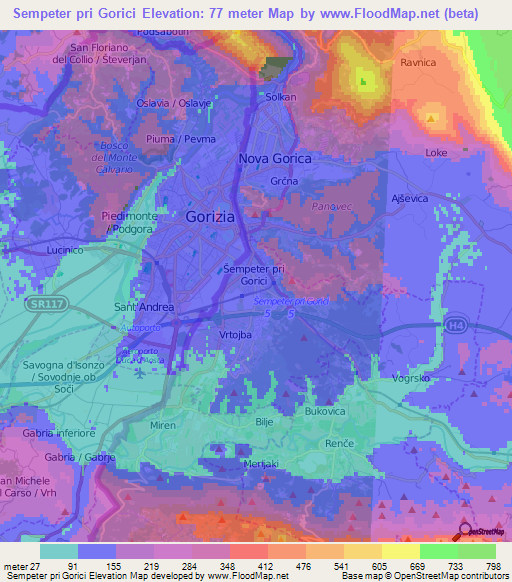 Sempeter pri Gorici,Slovenia Elevation Map