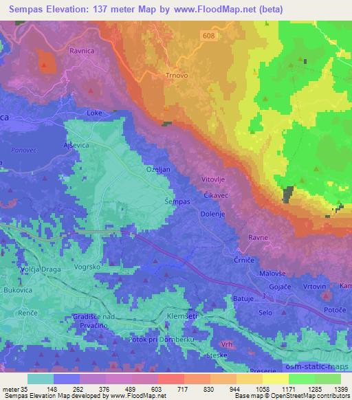 Sempas,Slovenia Elevation Map