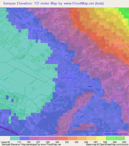 Sempas,Slovenia Elevation Map