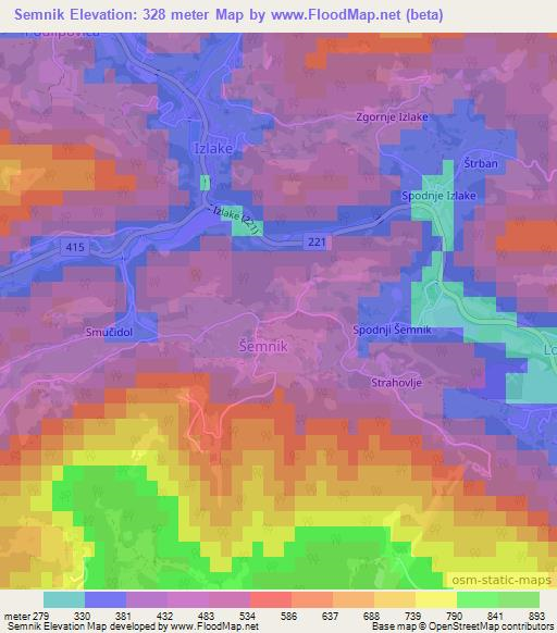 Semnik,Slovenia Elevation Map