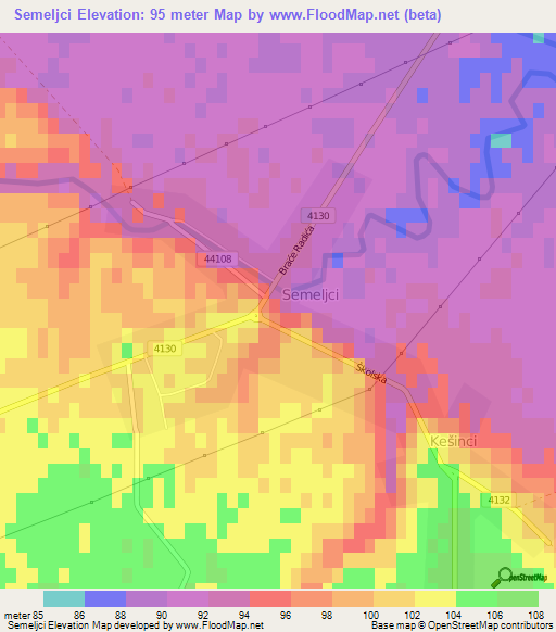 Semeljci,Croatia Elevation Map