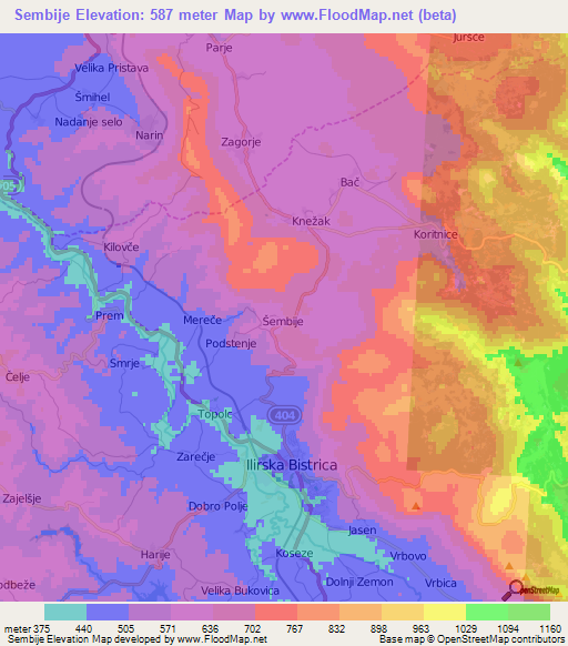 Sembije,Slovenia Elevation Map