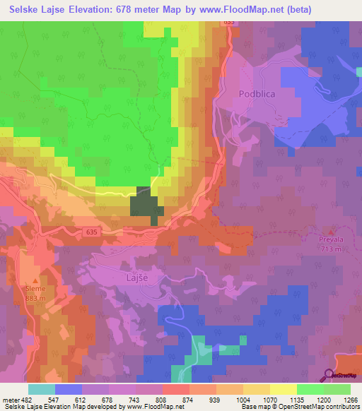 Selske Lajse,Slovenia Elevation Map